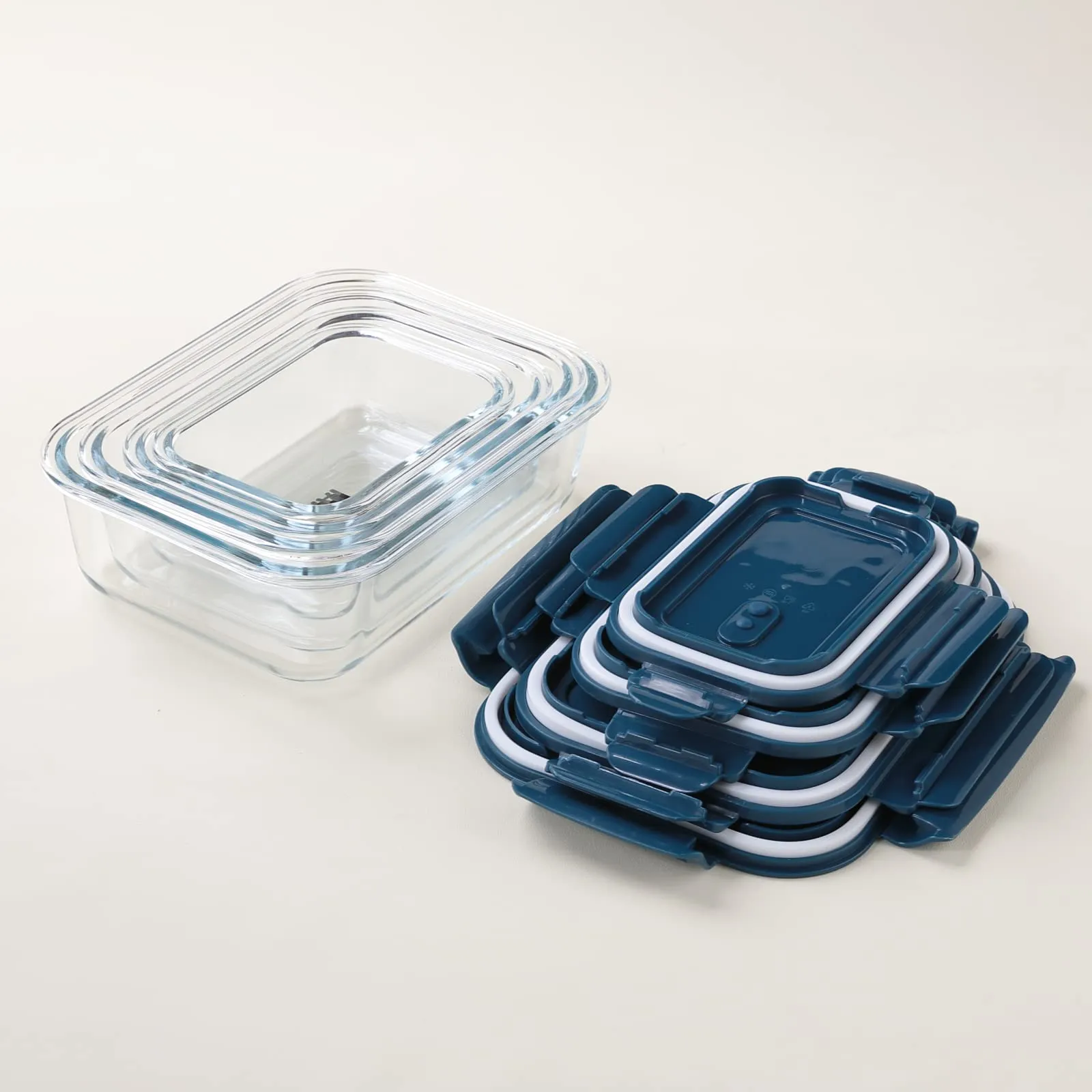 The Better Home UMAI Food Container With Snap Airtight Lid (4Pcs- 410ml, 680ml, 1040ml, 1520ml)|Borosilicate Glass Container For Kitchen Storage Box | Microwave Safe | Glass Tiffin Box (Rectangular)