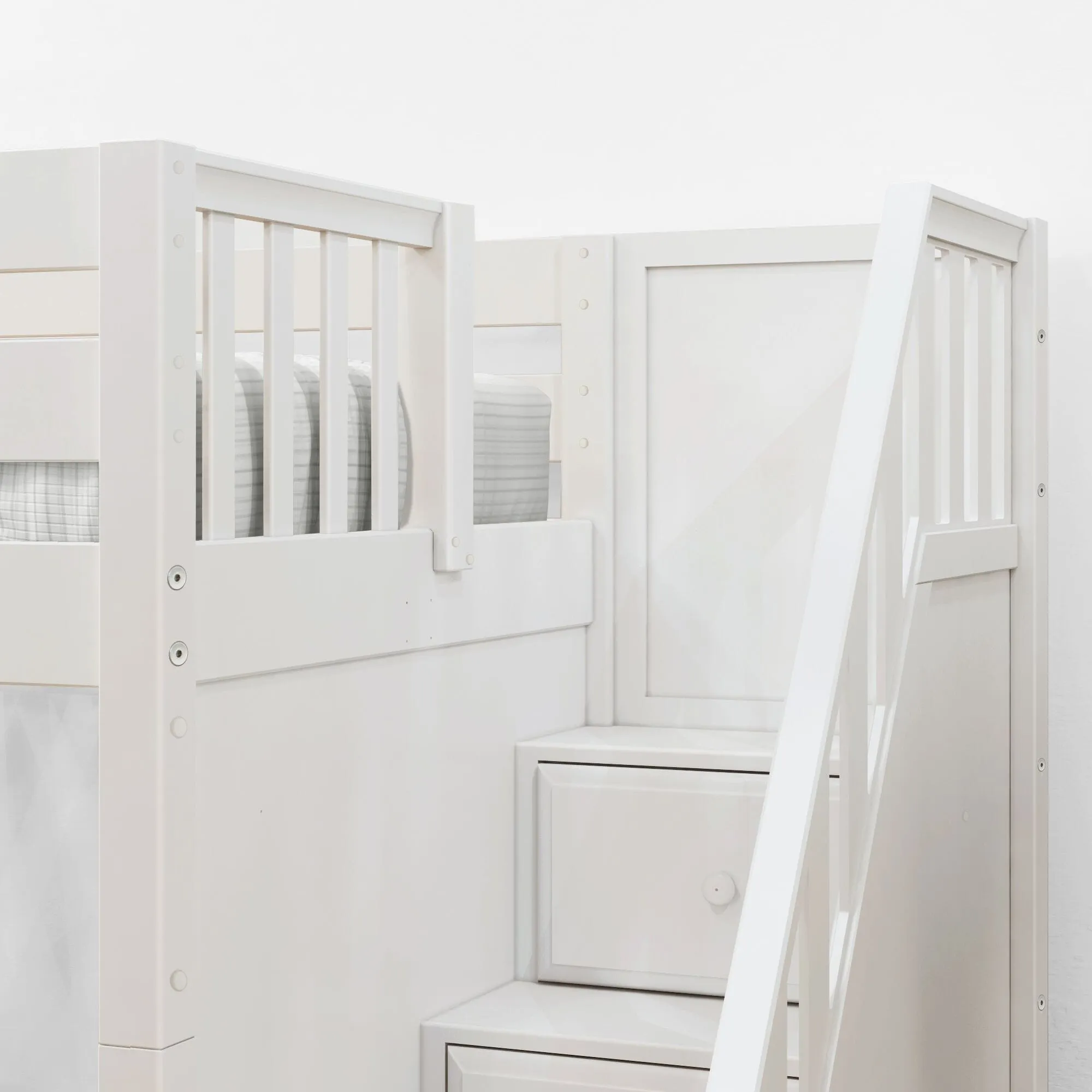 Twin High Loft Bed with Stairs with Long Desk