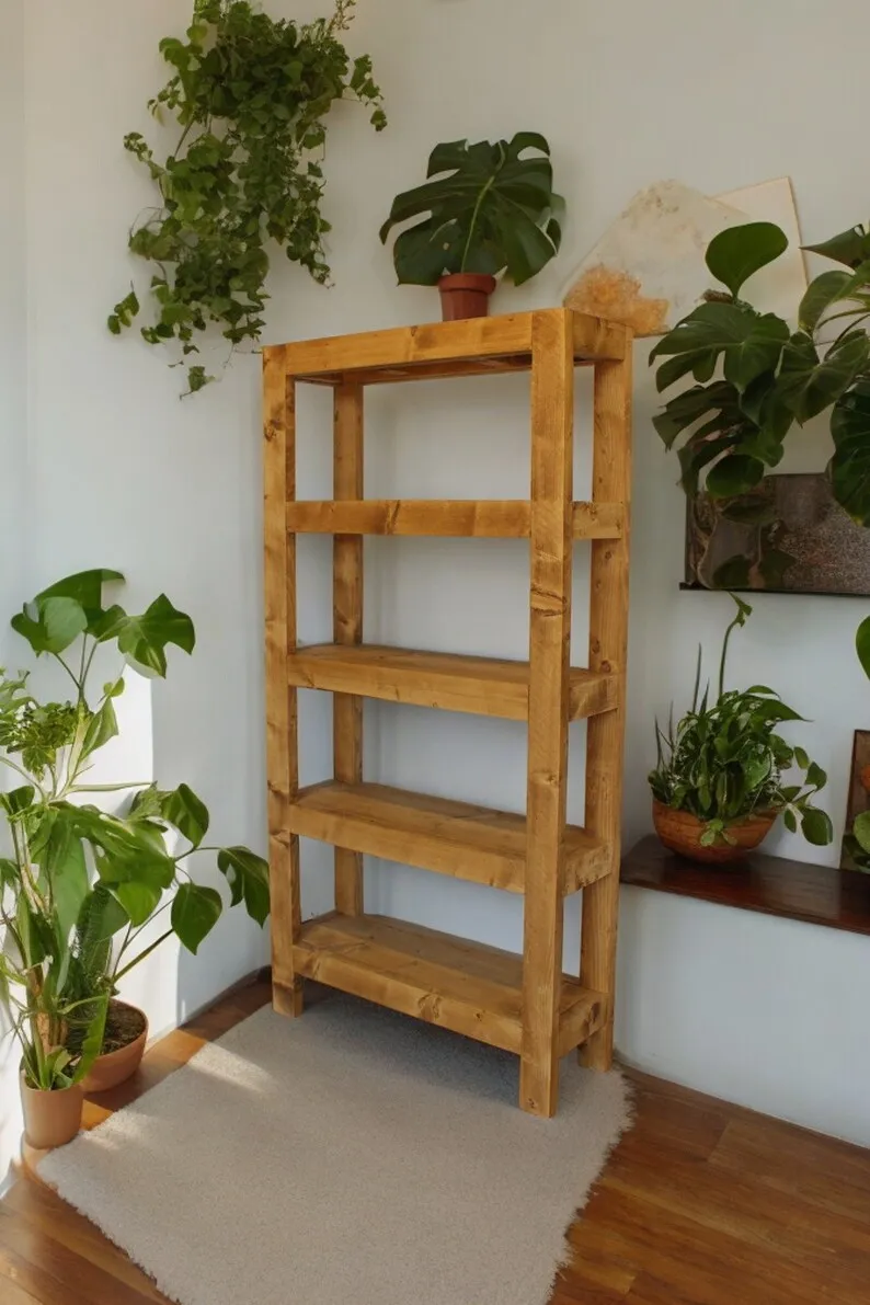 Urban Scaffold Wood Bookshelf - Sleek Open-Concept Storage | Contemporary Rustic Elegance