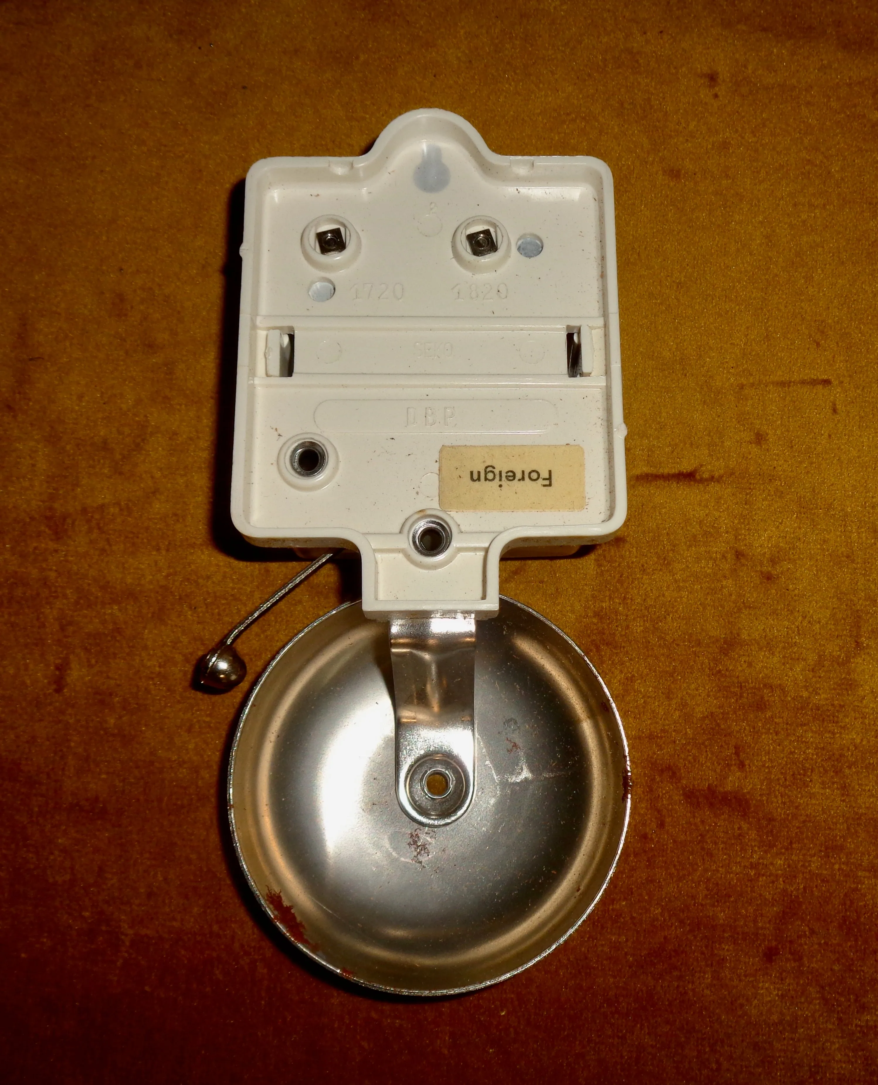 Vintage SEKO No. 1073 Electric Butler Alarm Internal Door Bell In White Bakelite